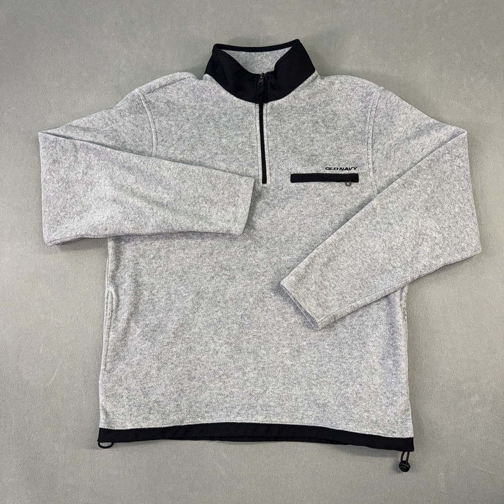 Men's Vintage Old Navy 1/4 Zip Pullover Fleece Sweatshirt Gray Size L